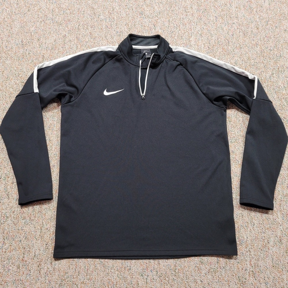 Nike‎ Dri-FIT Quarter Zip Pullover Men Large Black White Athletic Training Top